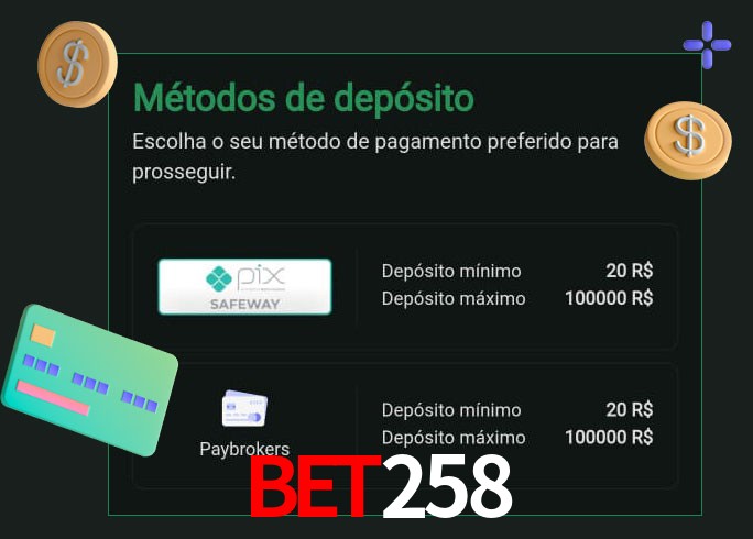 O cassino bet258 oferece uma grande variedade de métodos de pagamento